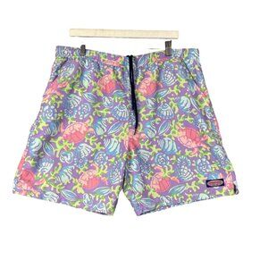 VINEYARD VINES Chappy Turtle Lined Swim Trunk Men SZ L Pocket Drawstring Coastal